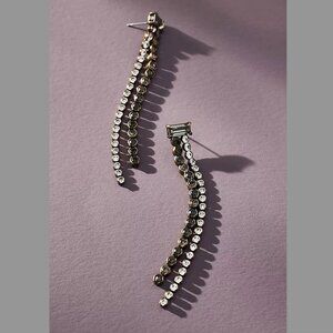 Anthropologie Rhinestone Fringe Drop Earrings $48 NWT